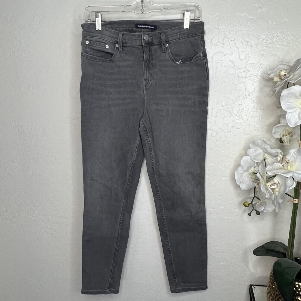 Calvin Klein Womens Size 30 High Rise Ankle Length Skinny Jeans Grey